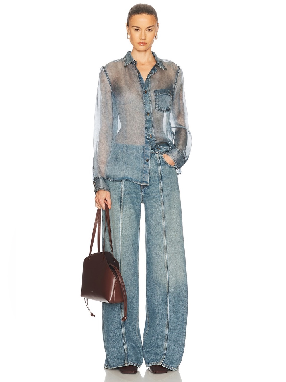 Haikure High-Rise Wide-Leg Jeans in Light Blue Denim